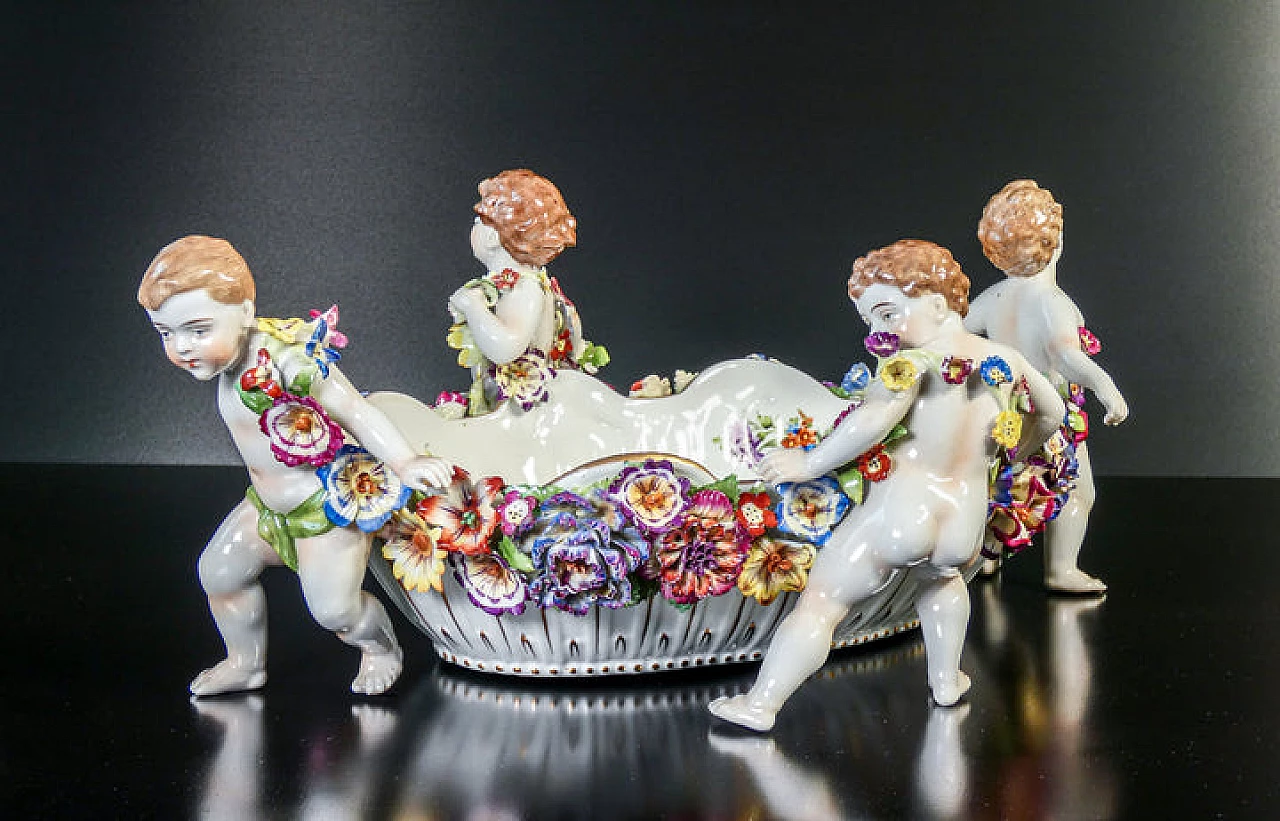 Painted Schierholz Plaue porcelain centrepiece, early 20th century 2