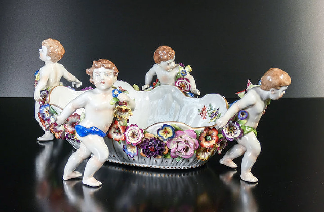 Painted Schierholz Plaue porcelain centrepiece, early 20th century 3