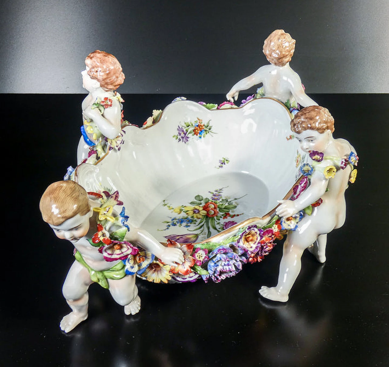 Painted Schierholz Plaue porcelain centrepiece, early 20th century 11