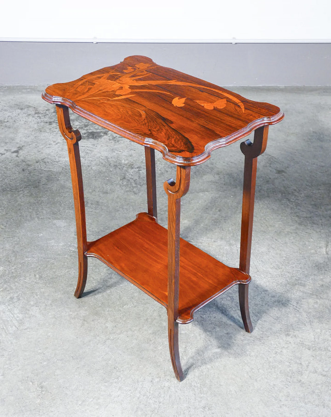 Inlaid walnut tea side table by Émile Gallé, 19th century 6