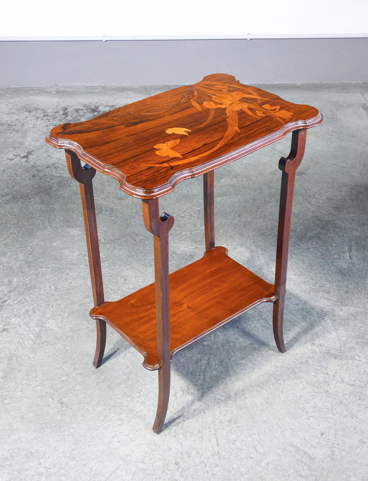 Inlaid walnut tea side table by Émile Gallé, 19th century 7
