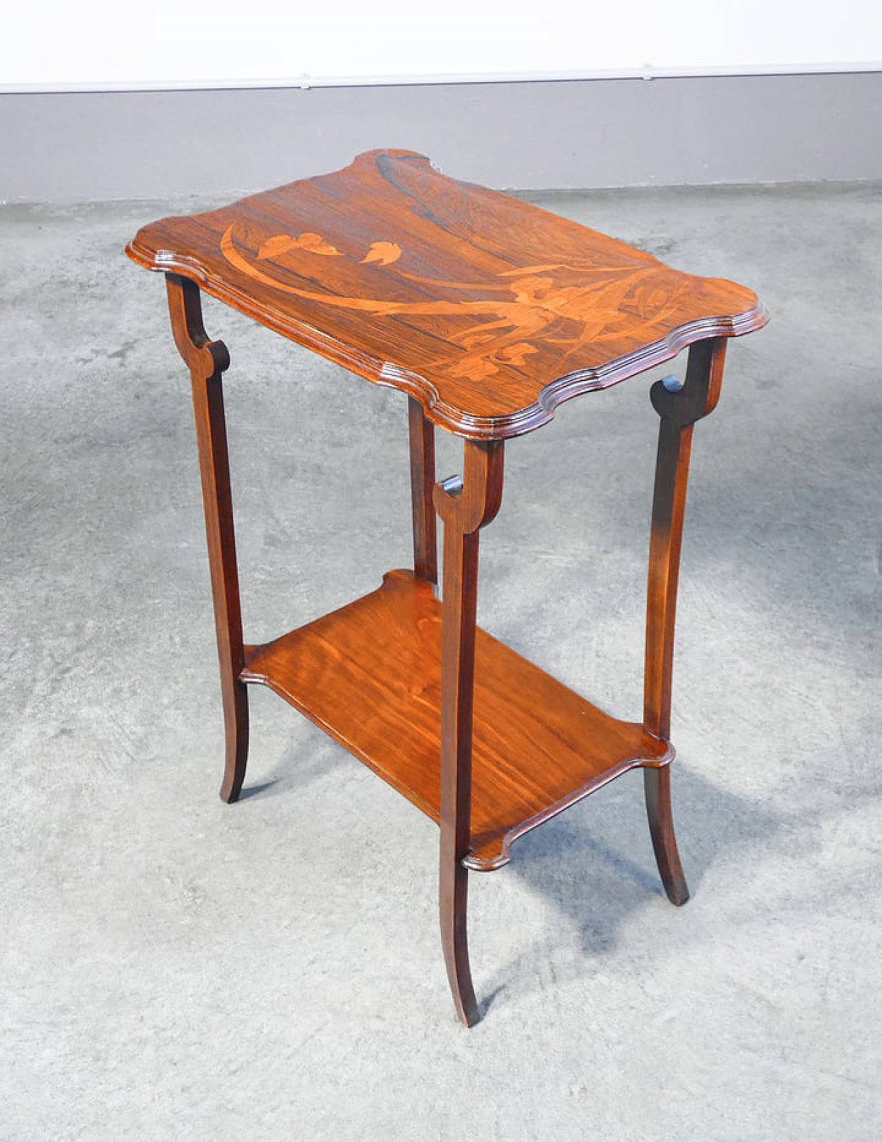 Inlaid walnut tea side table by Émile Gallé, 19th century 8