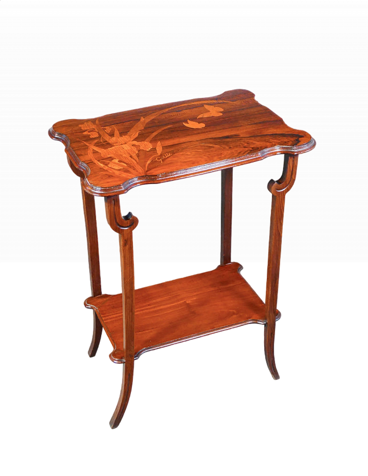 Inlaid walnut tea side table by Émile Gallé, 19th century 11