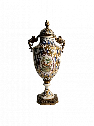 Vaso in porcellana di Sèvres e bronzo dipinto a mano, '800