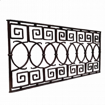 Black wrought iron frieze with greek decoration, late 19th century