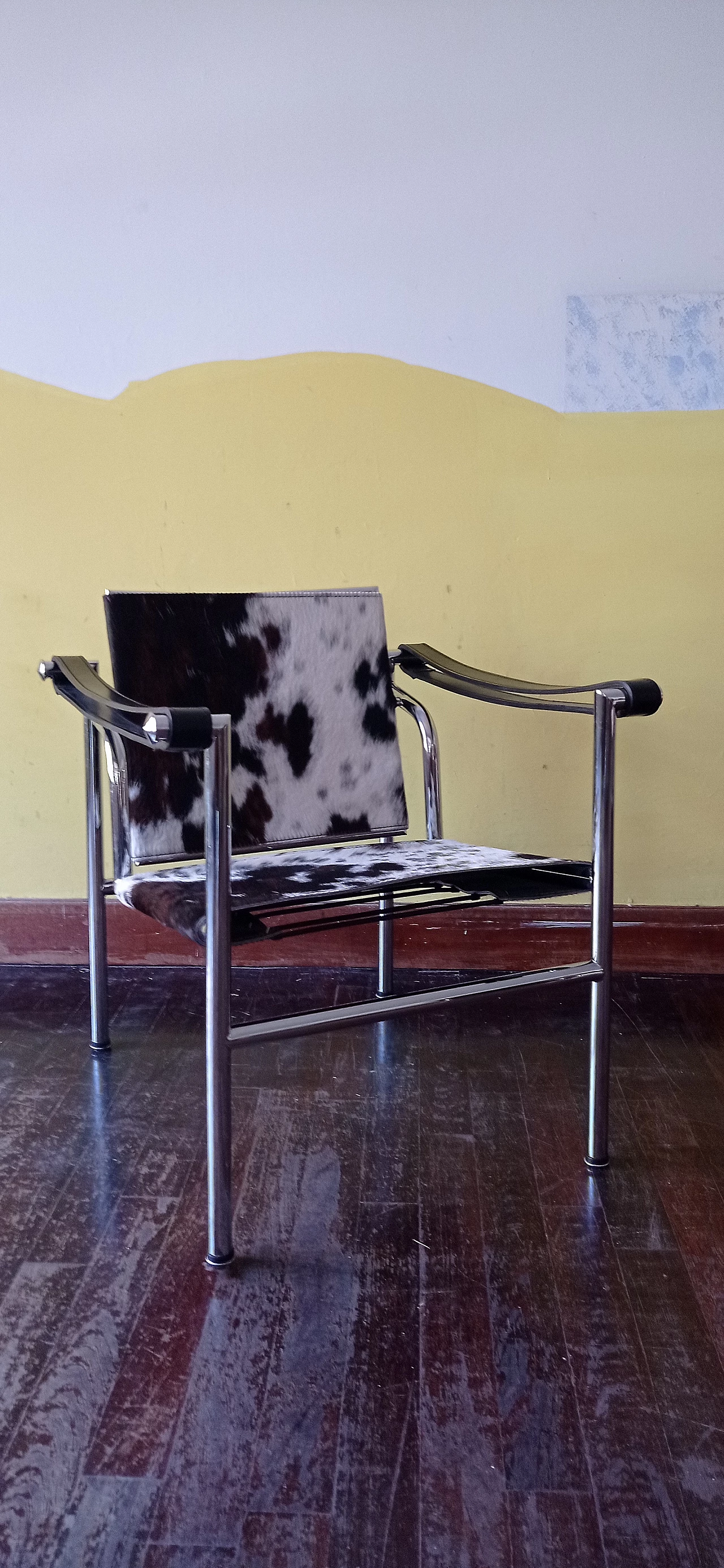 LC1 small armchair in steel, black leather by MDF Italia, 1990s 1