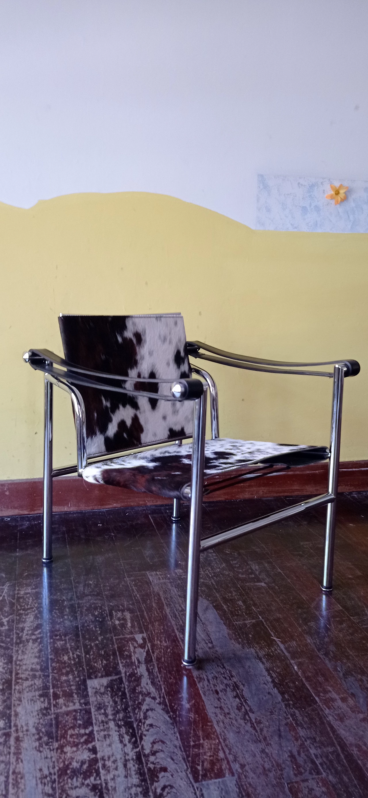 LC1 small armchair in steel, black leather by MDF Italia, 1990s 2