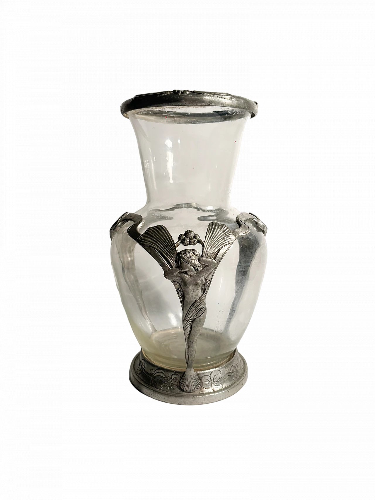 Vase in glass and sculpted pewter, 1910s 8