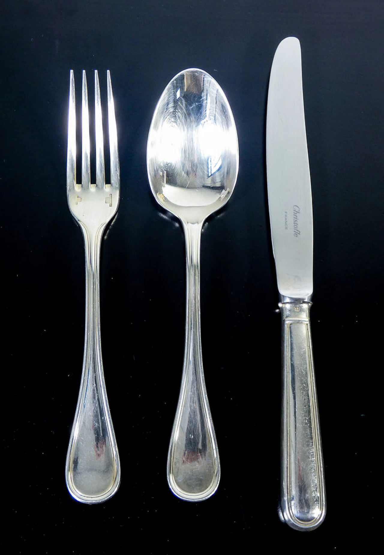 Silver metal Albi cutlery service by Christofle, 1970s 7