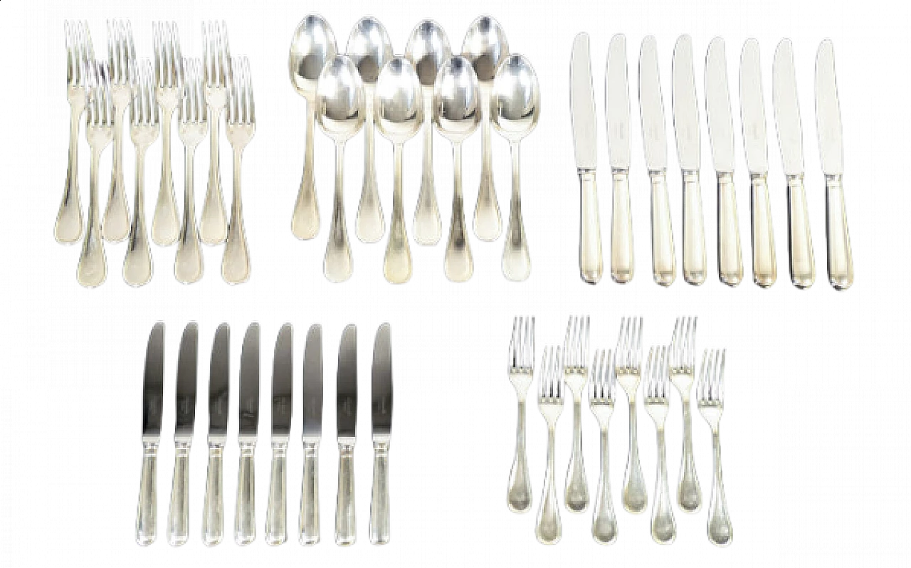 Silver metal Albi cutlery service by Christofle, 1970s 13