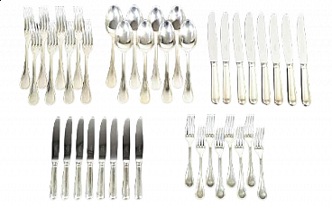Silver metal Albi cutlery service by Christofle, 1970s