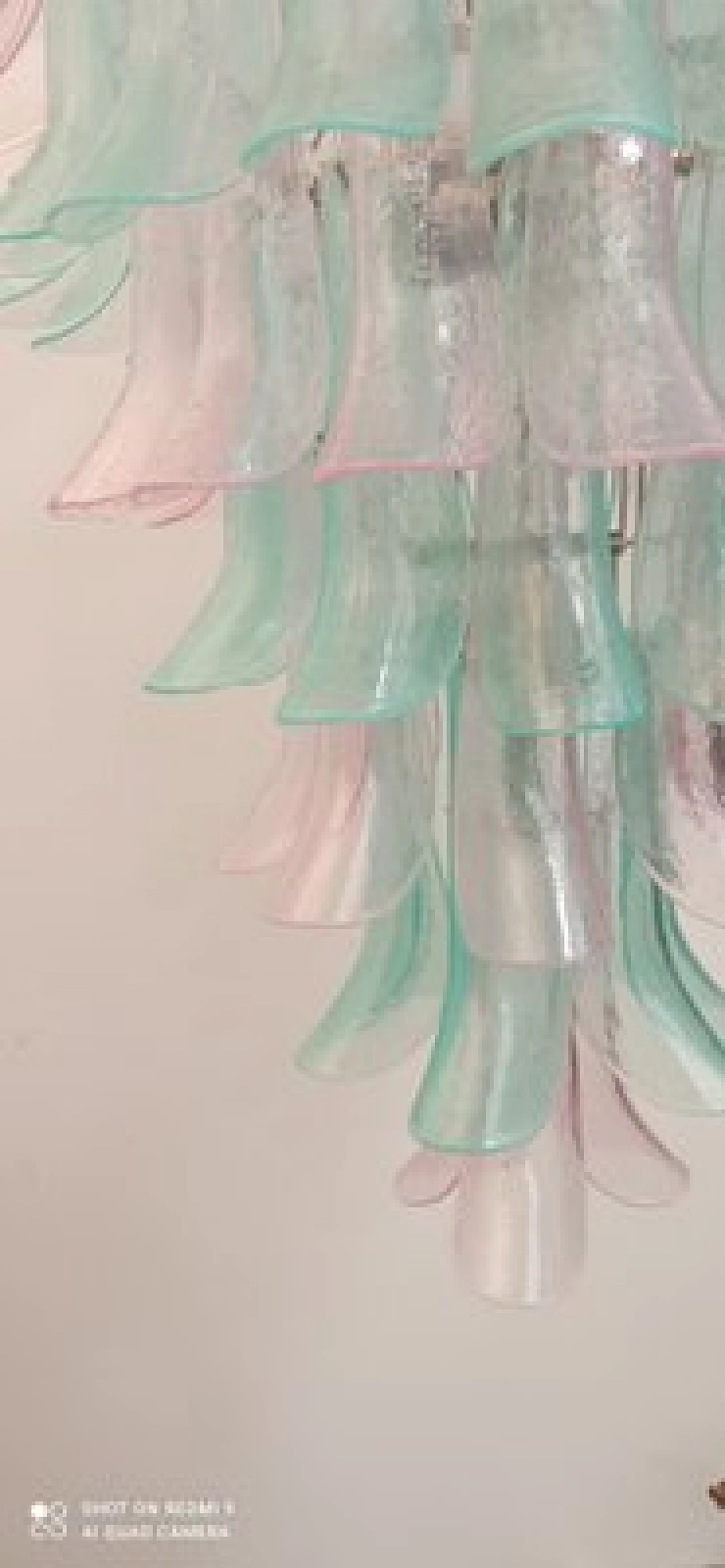 Lampadario con selle in vetro di Murano colorato 14