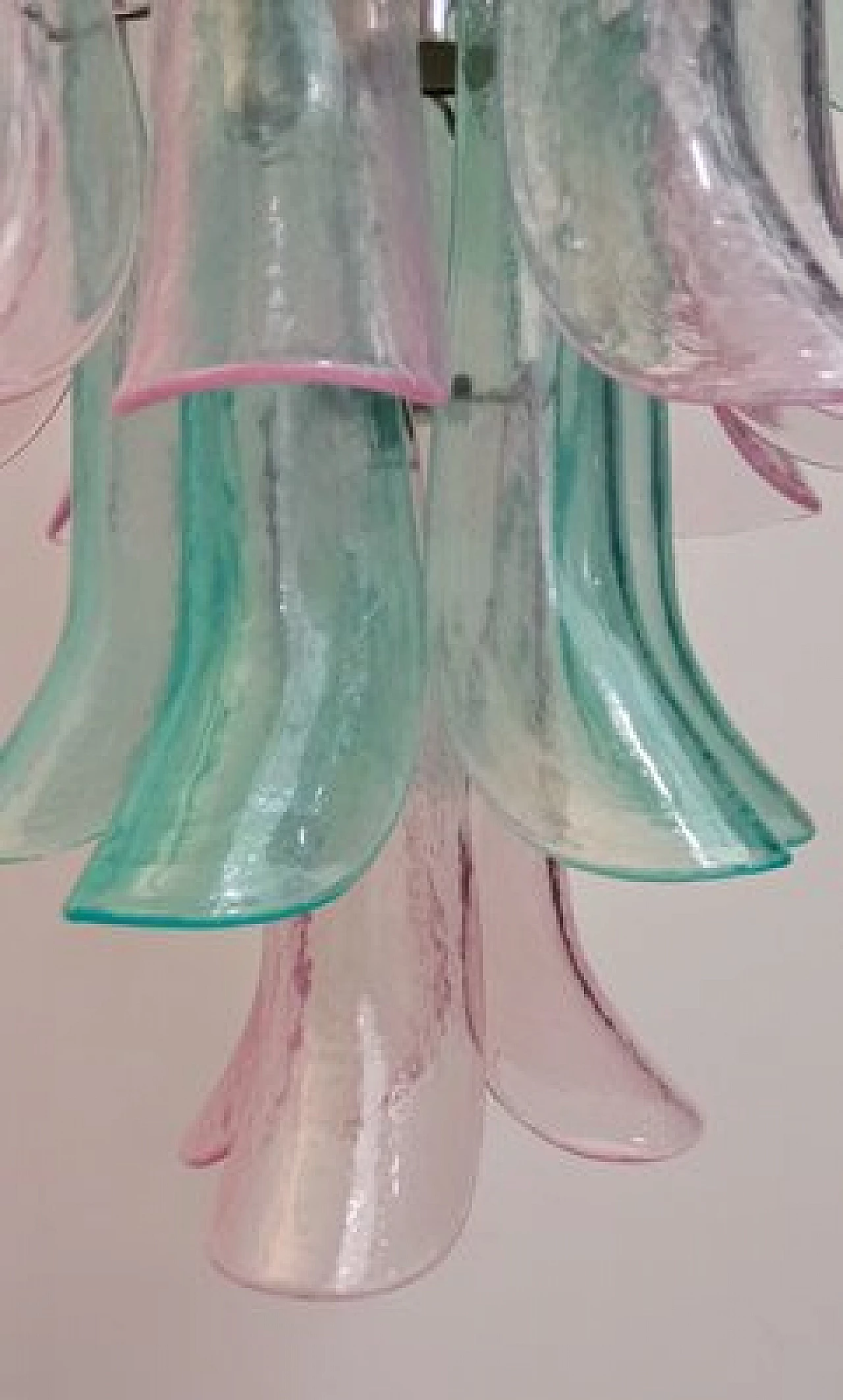 Lampadario con selle in vetro di Murano colorato 20
