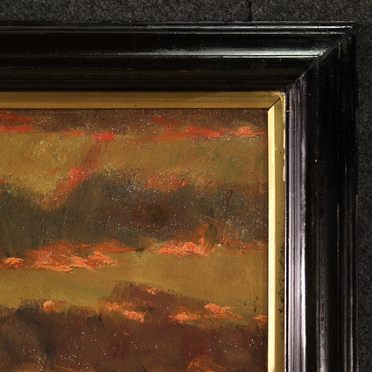 Attribuito ad A. Pessina, paesaggio lacustre, olio su tavola, 1927 6