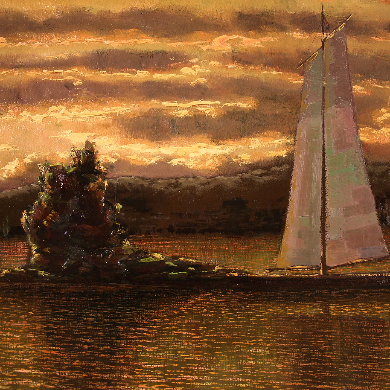 Attribuito ad A. Pessina, paesaggio lacustre, olio su tavola, 1927 12