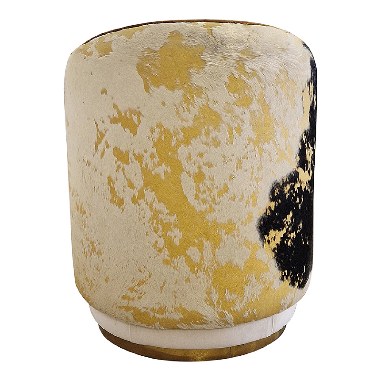 Tub armchair in white velvet and ponyskin back, 1980s 5