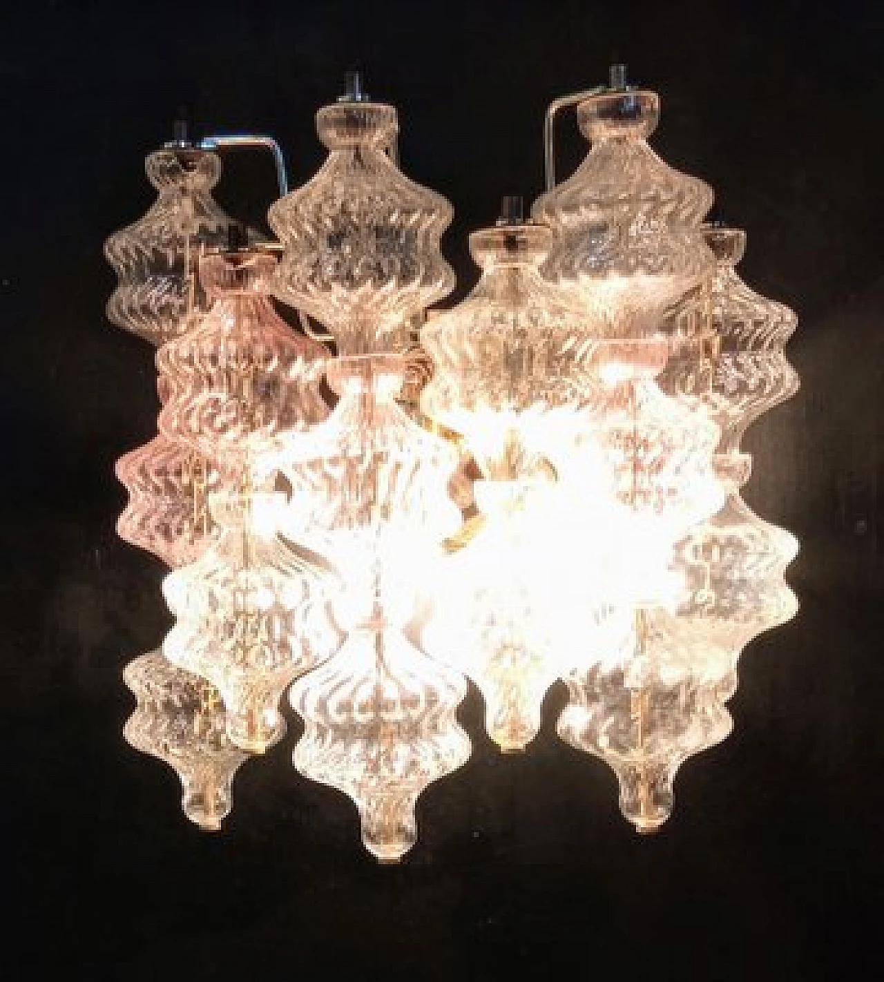 Pair of transparent and amethyst glass wall lights by VeArt, 1970s 2