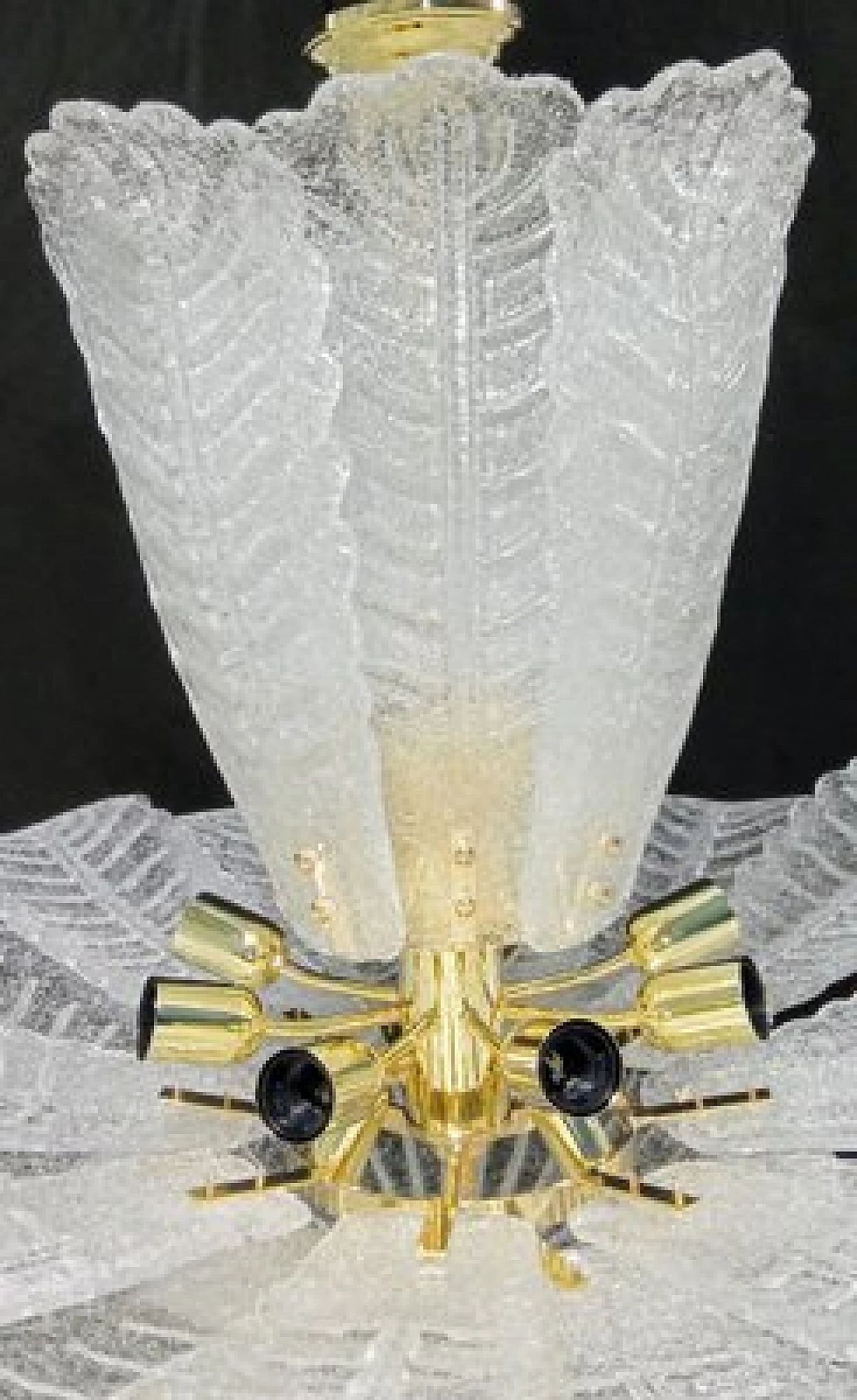 Transparent Murano glass and gilded metal chandelier, 1990s 5