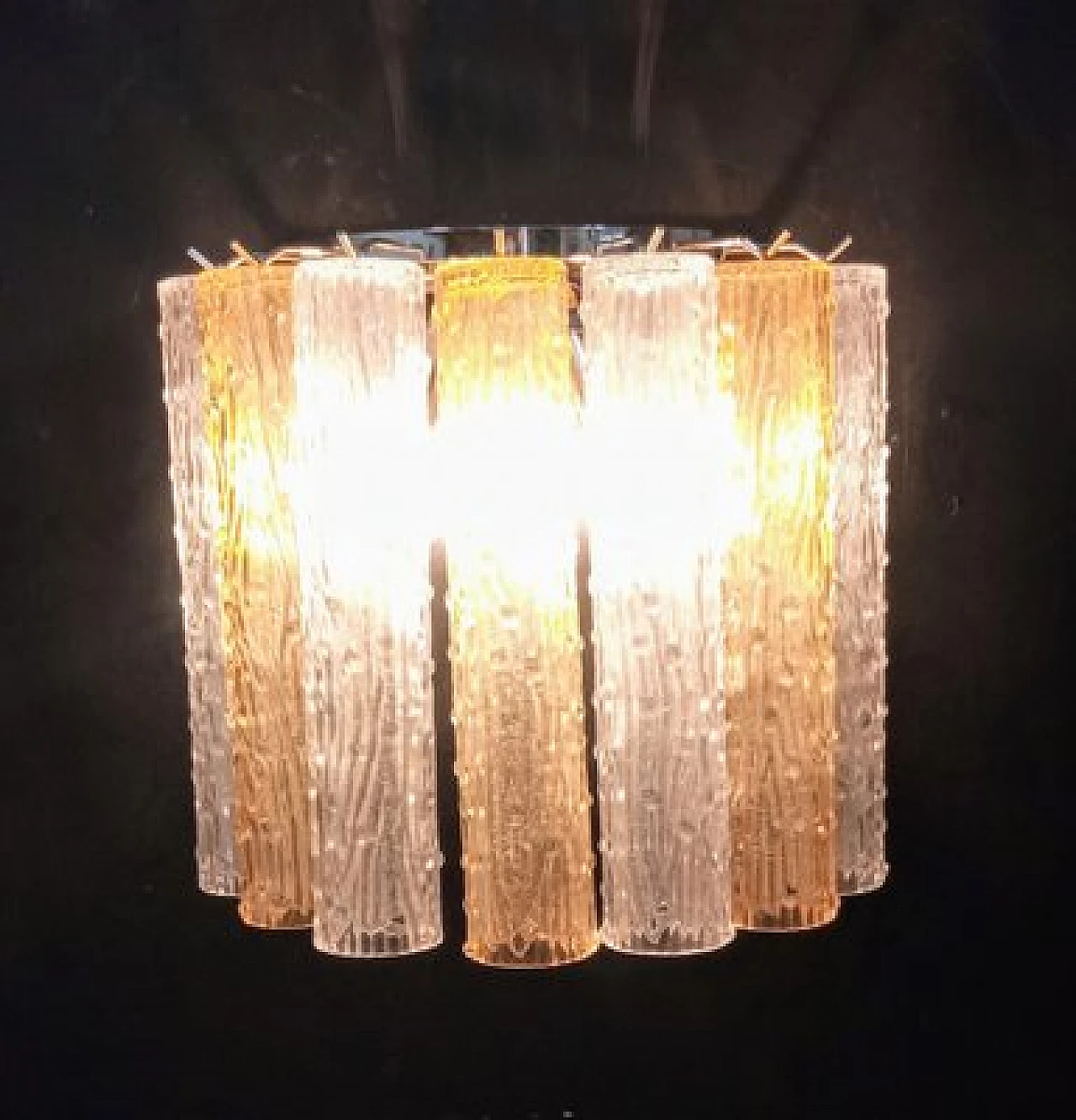 Pair of two-tone Murano glass wall lights by VeArt, 1970s 6