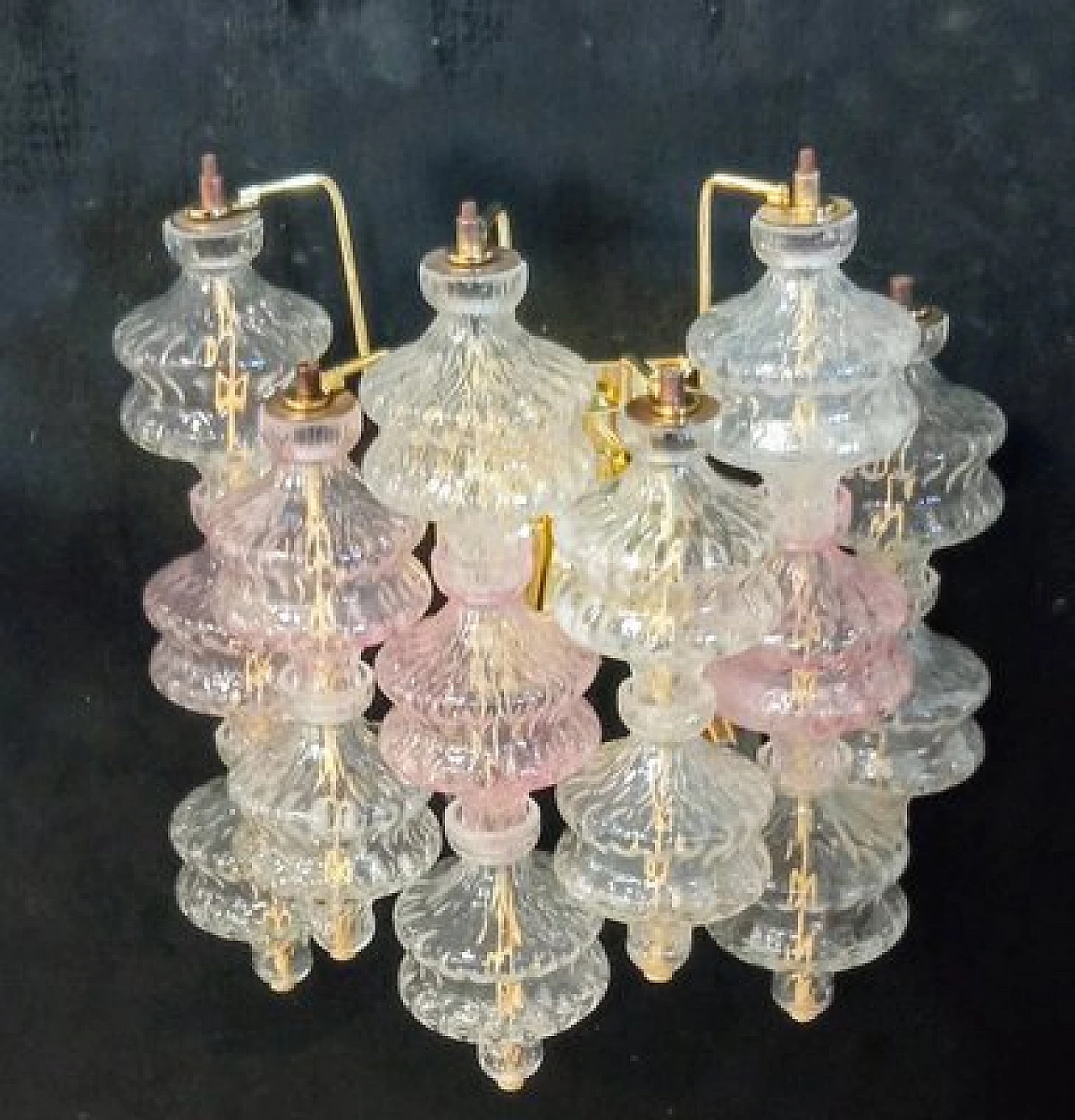 Pair of transparent and amethyst glass wall lights by VeArt, 1970s 8