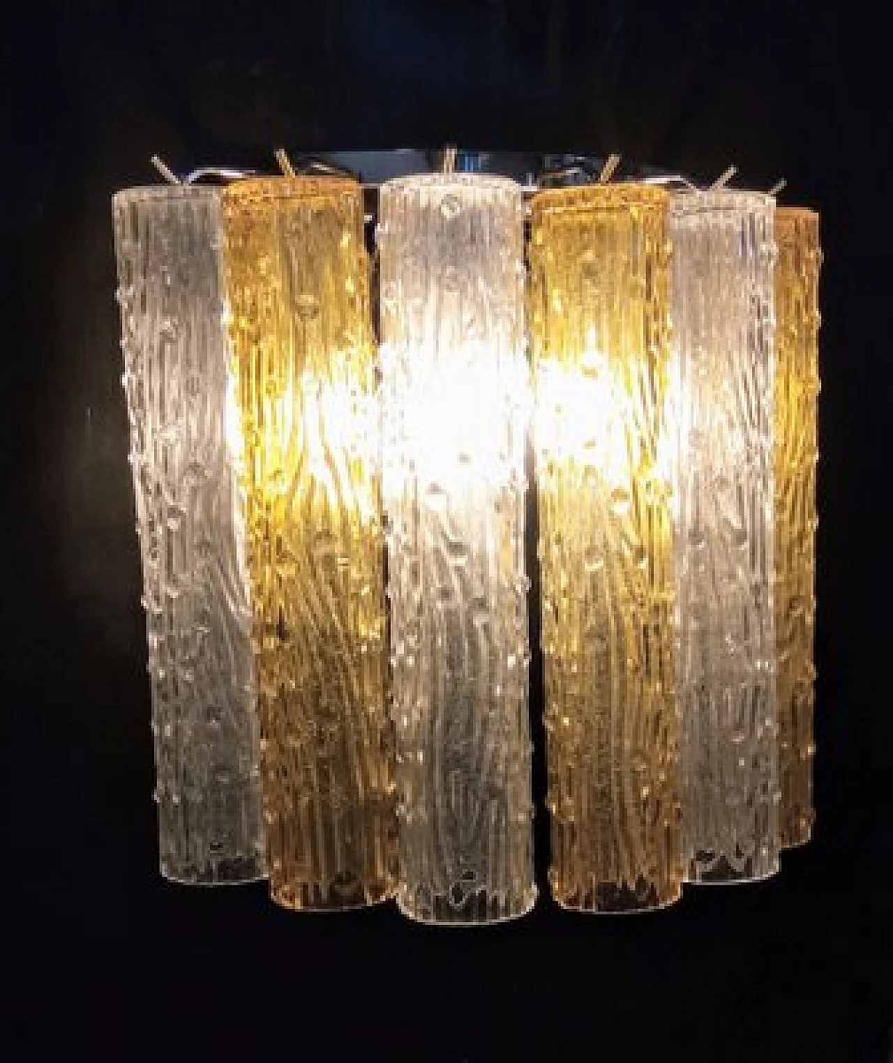 Pair of two-tone Murano glass wall lights by VeArt, 1970s 9