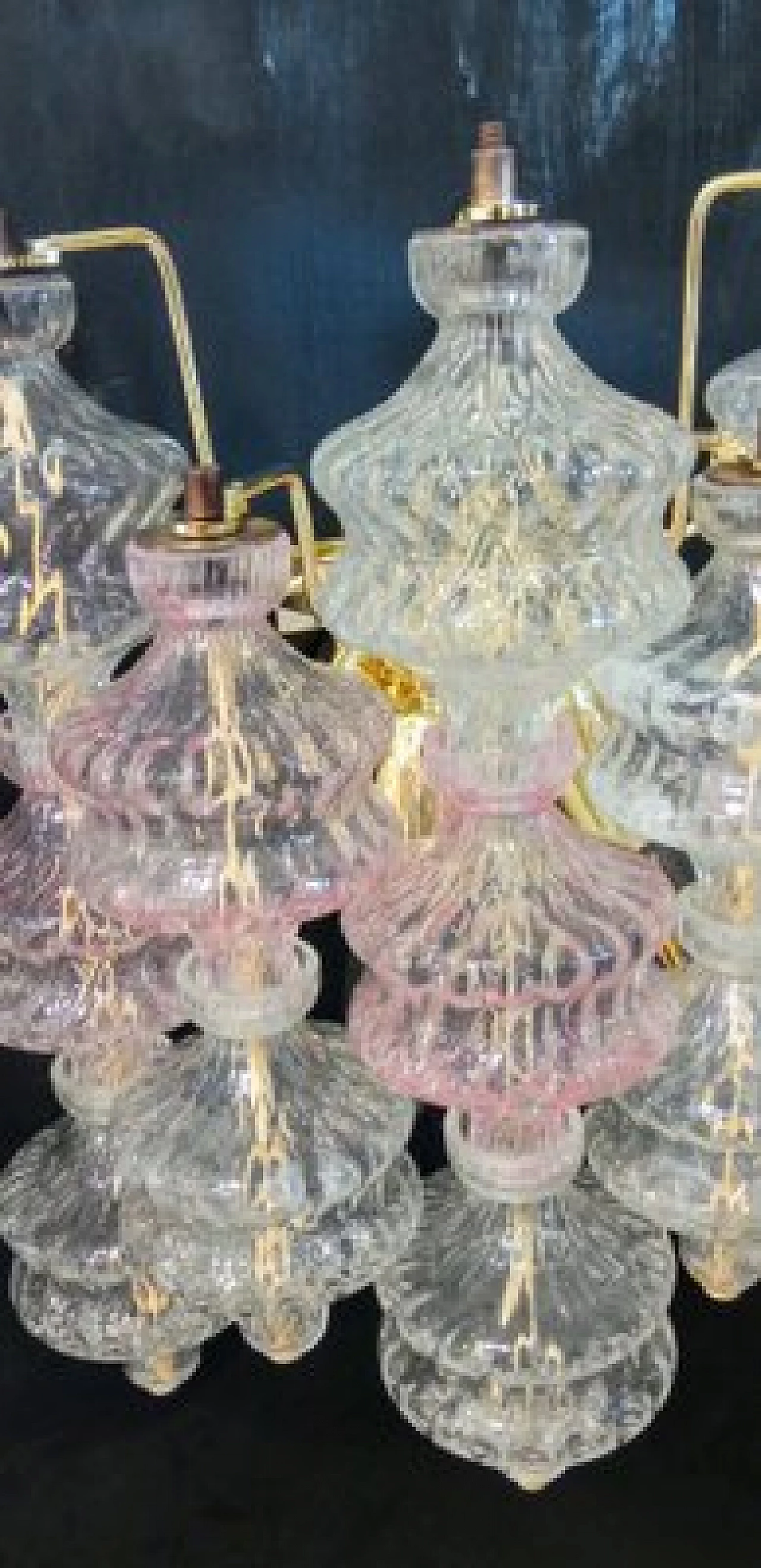 Pair of transparent and amethyst glass wall lights by VeArt, 1970s 11