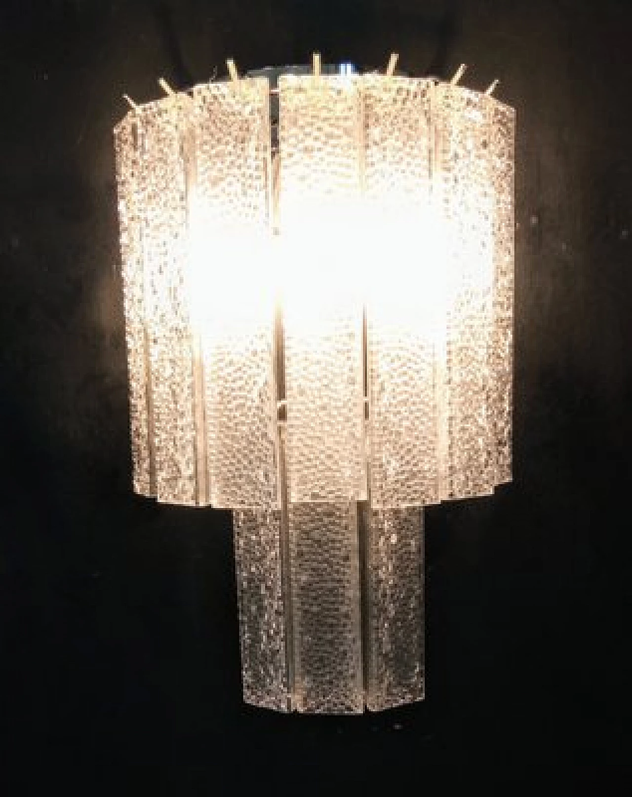Pair of transparent Murano glass wall lights by VeArt, 1970s 3