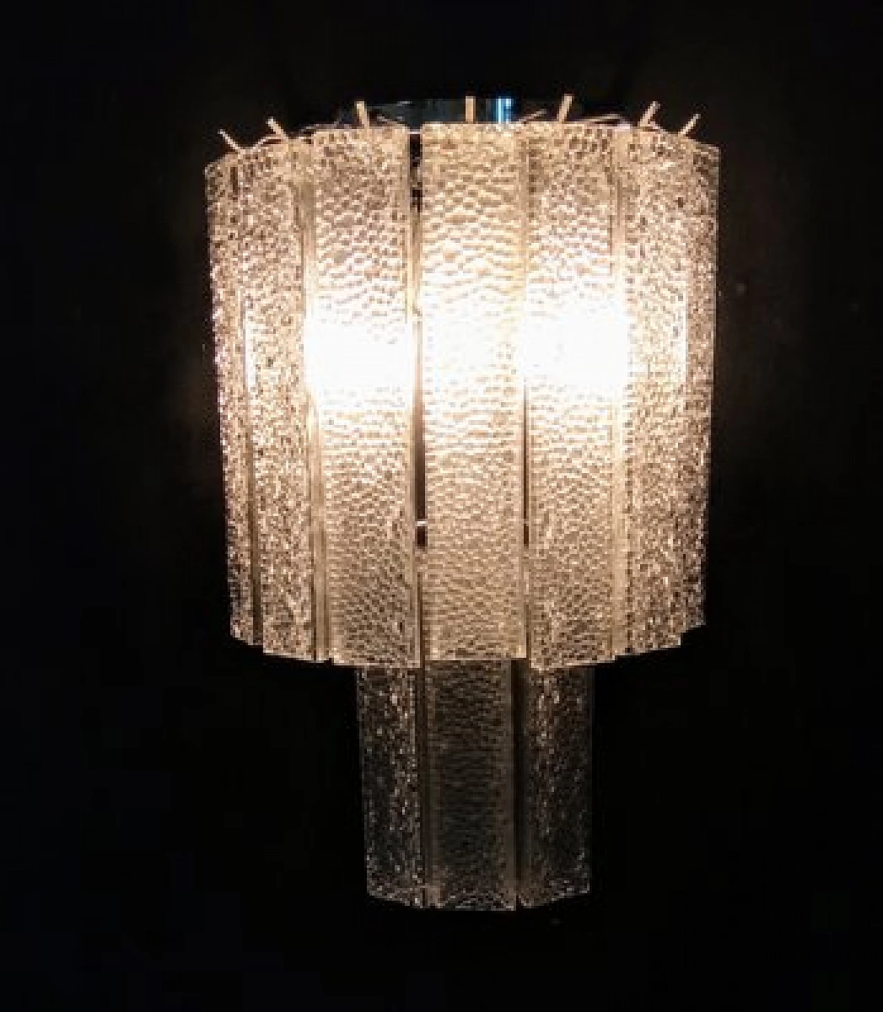 Pair of transparent Murano glass wall lights by VeArt, 1970s 4