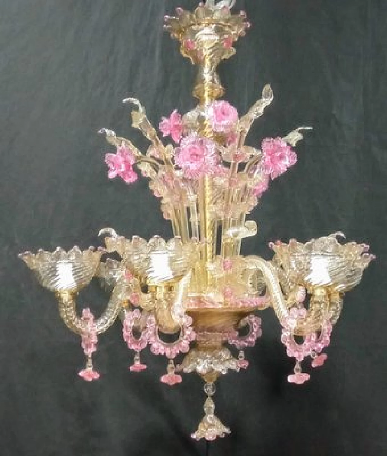 Lampadario in vetro di Murano colorato di Galliano Ferro, anni '80 1