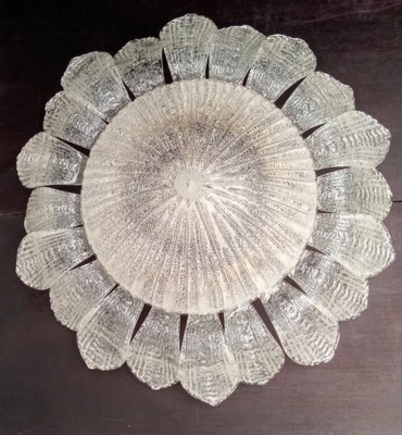 Plafoniera a fiore in vetro di Murano trasparente, anni '80 1