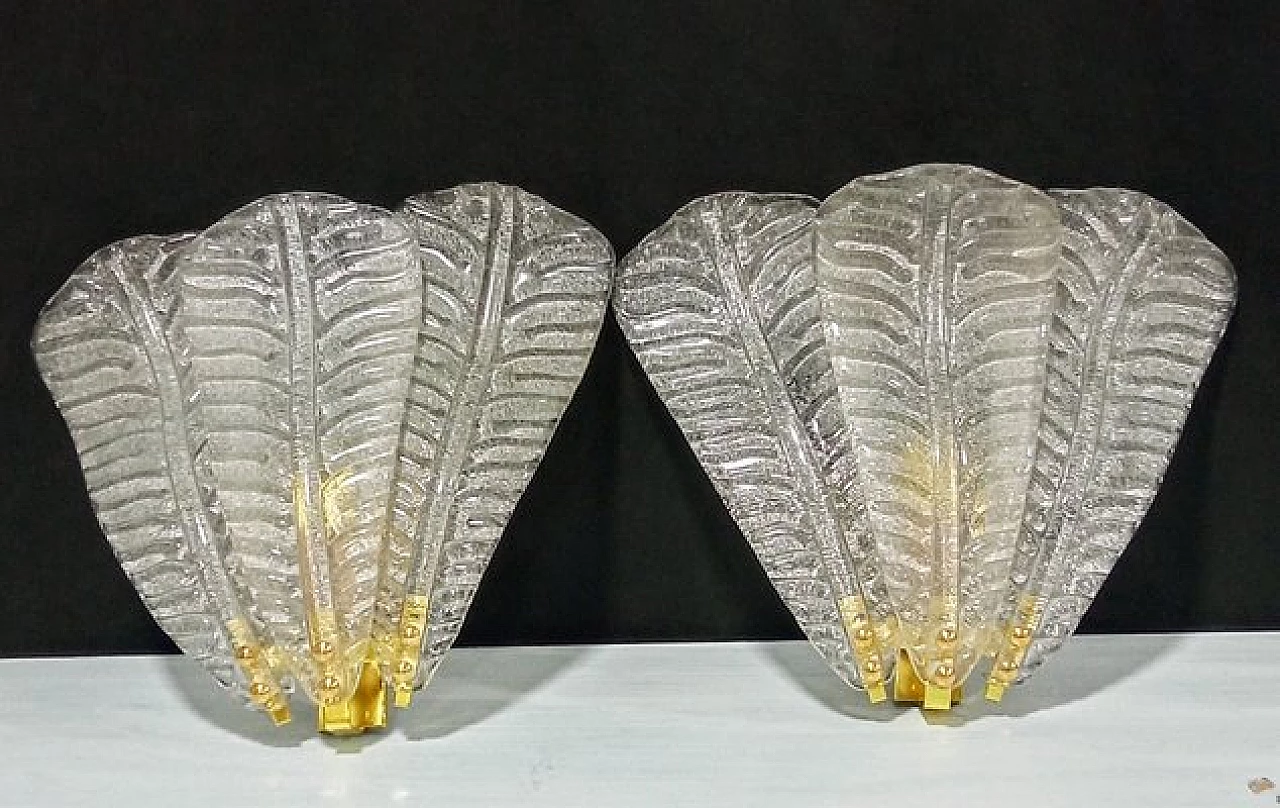 Pair of Murano glass and metal wall lights, 1980s 1