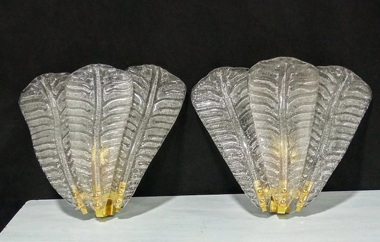 Pair of Murano glass and metal wall lights, 1980s 2