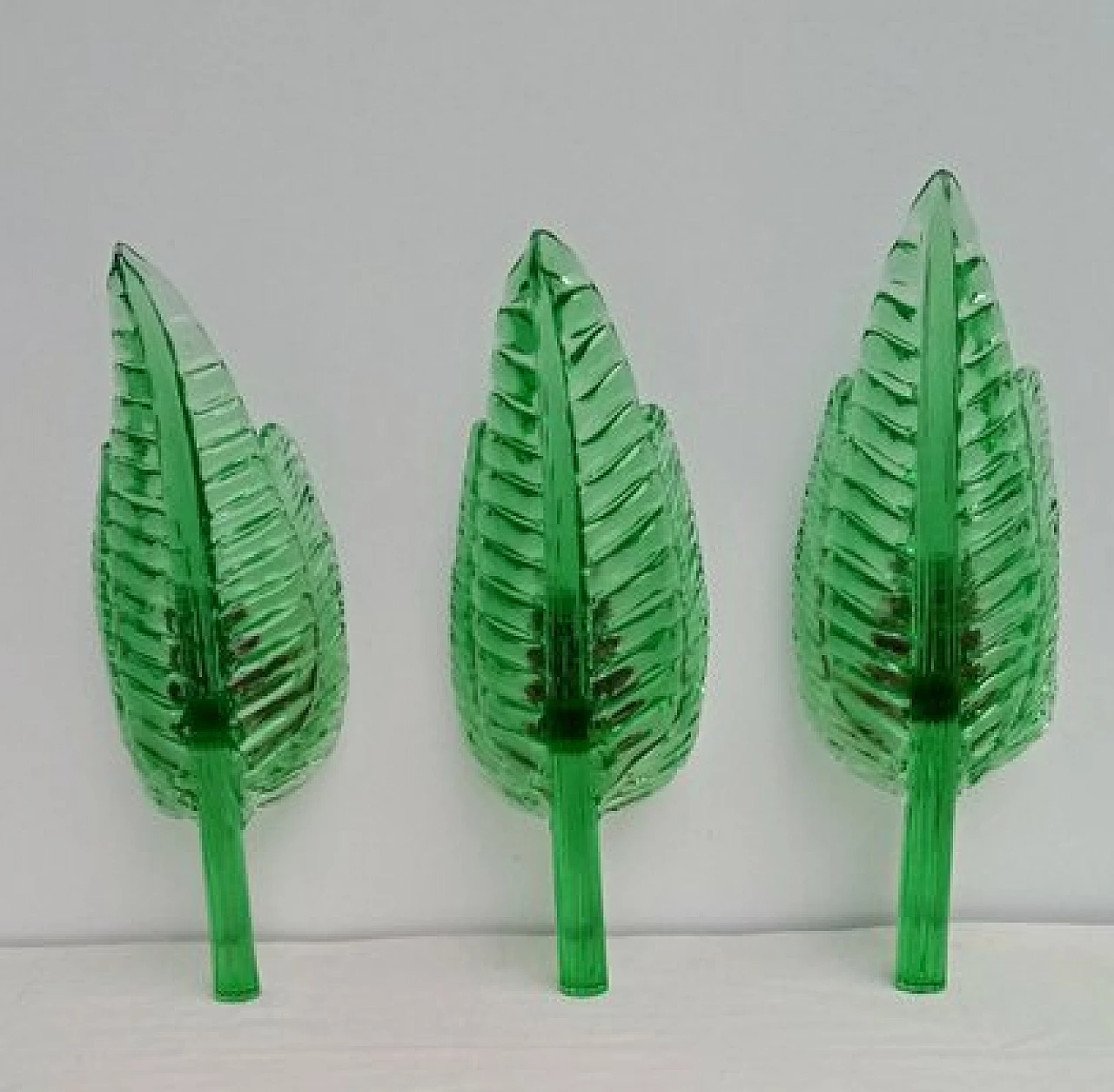 3 Applique foglia in vetro verde di Barovier & Toso, anni '50 2