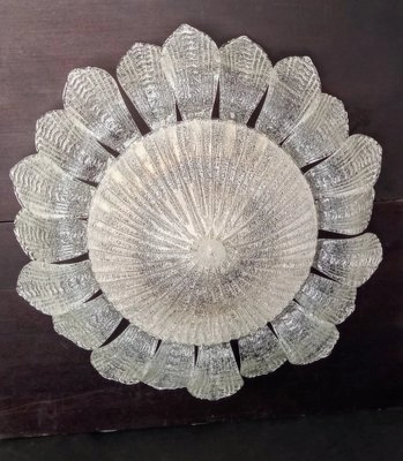 Plafoniera a fiore in vetro di Murano trasparente, anni '80 3