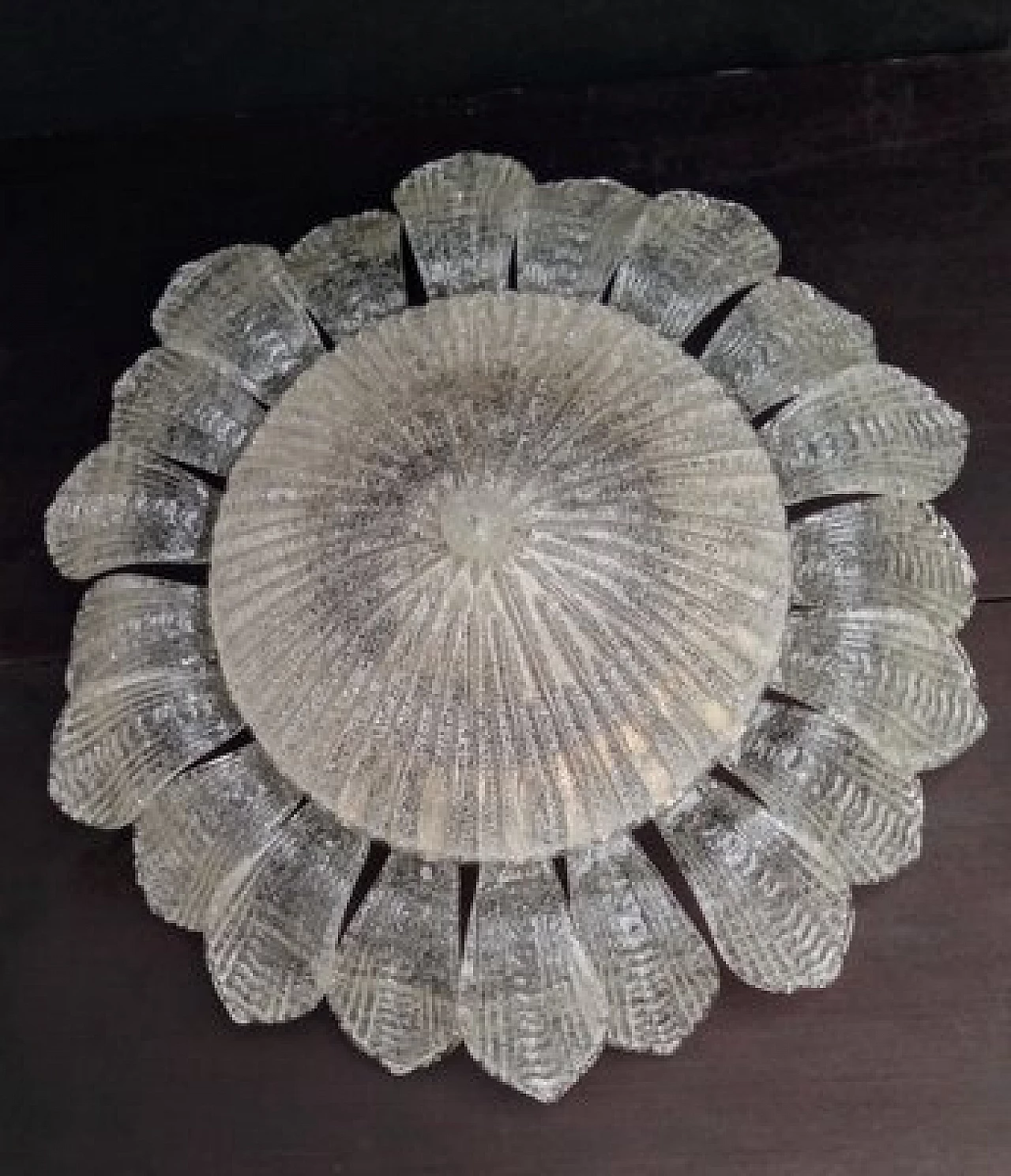 Plafoniera a fiore in vetro di Murano trasparente, anni '80 4