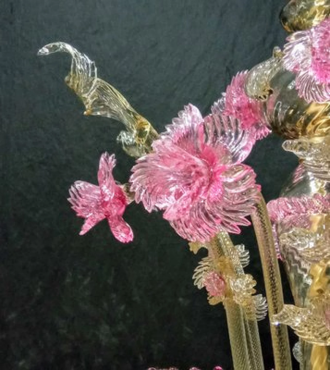 Lampadario in vetro di Murano colorato di Galliano Ferro, anni '80 5