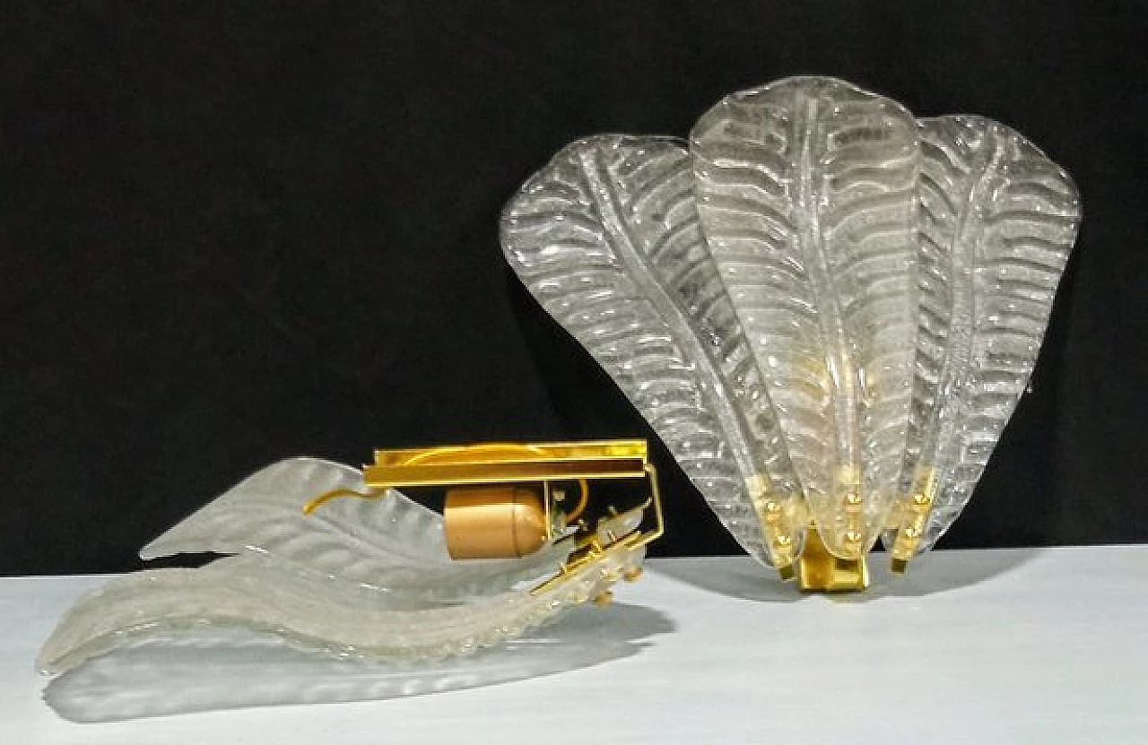 Coppia di applique in vetro di Murano e metallo, anni '80 6