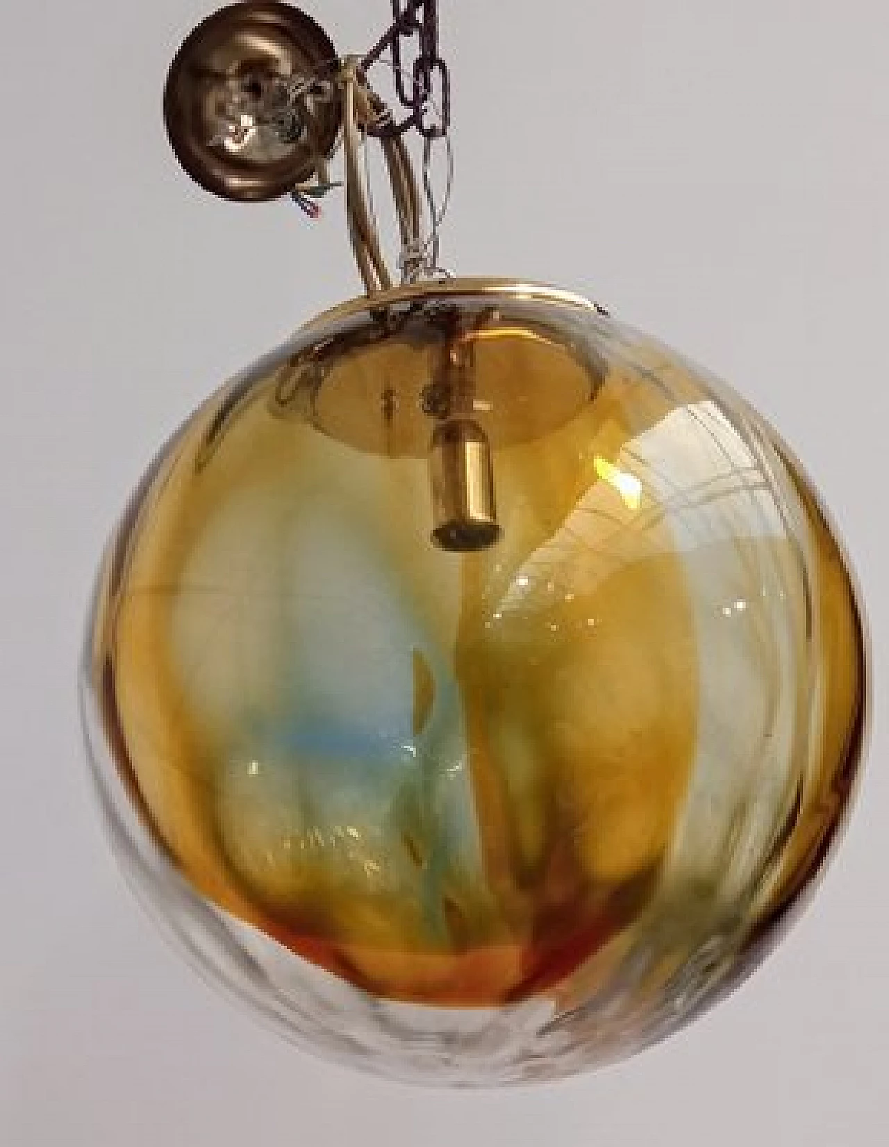 Spherical Murano glass hanging lamp by VeArt, 1970s 7