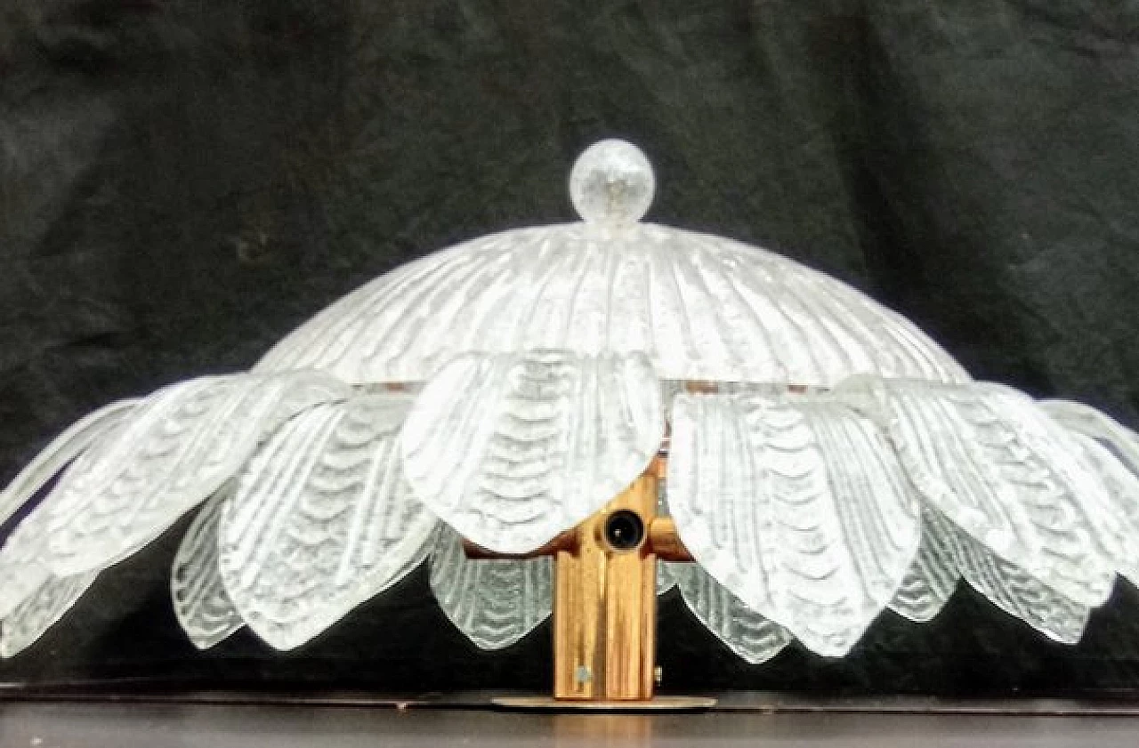 Plafoniera a fiore in vetro di Murano trasparente, anni '80 8