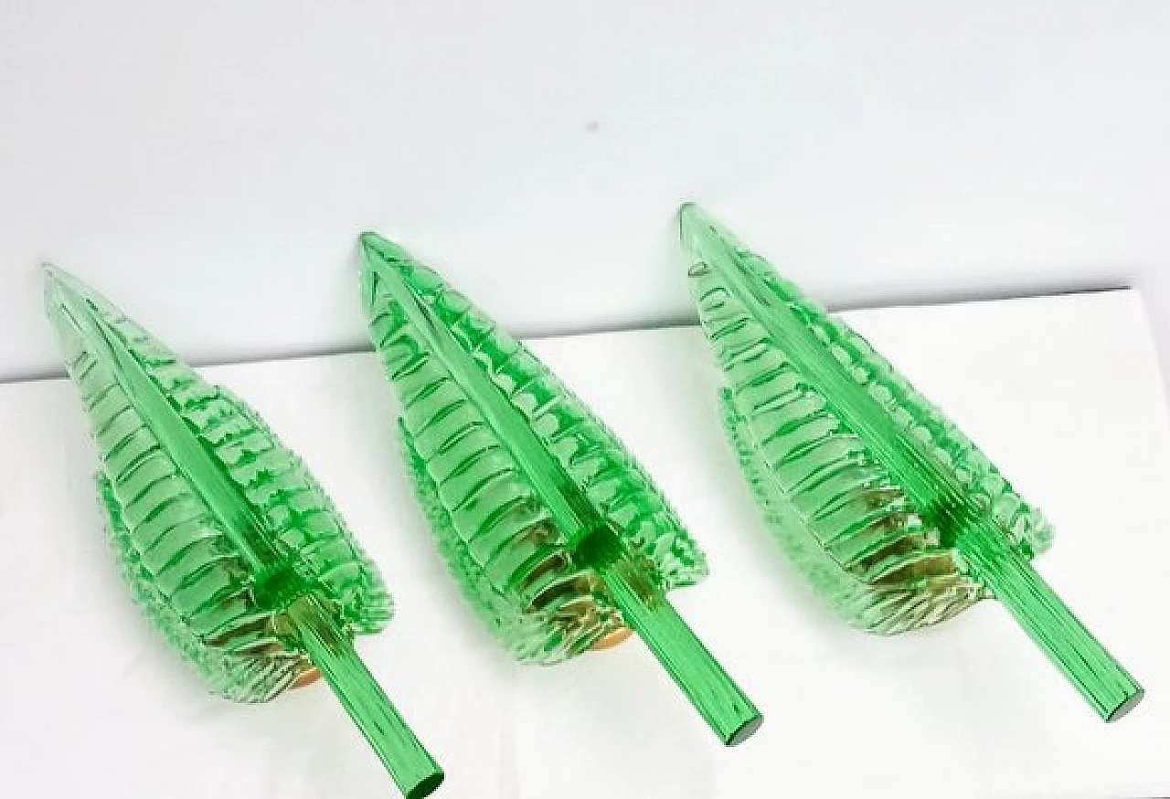 3 Leaf wall lights in green glass by Barovier & Toso, 1950s 9