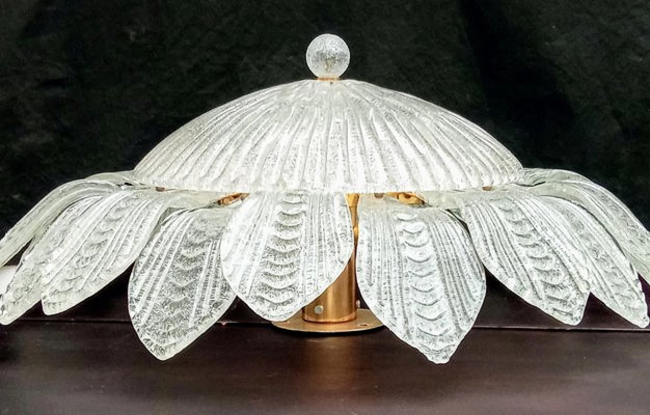 Transparent Murano glass flower ceiling lamp, 1980s 9