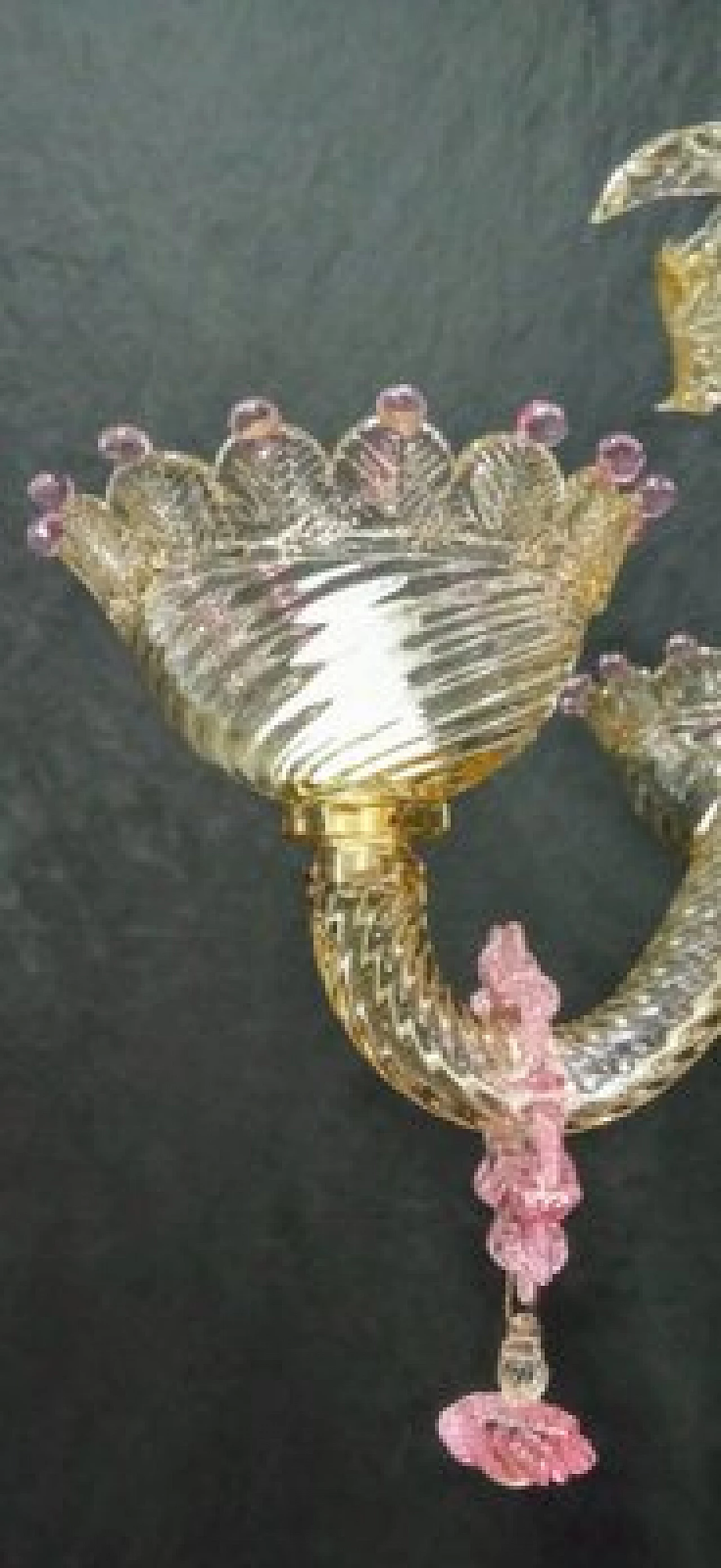 Lampadario in vetro di Murano colorato di Galliano Ferro, anni '80 10