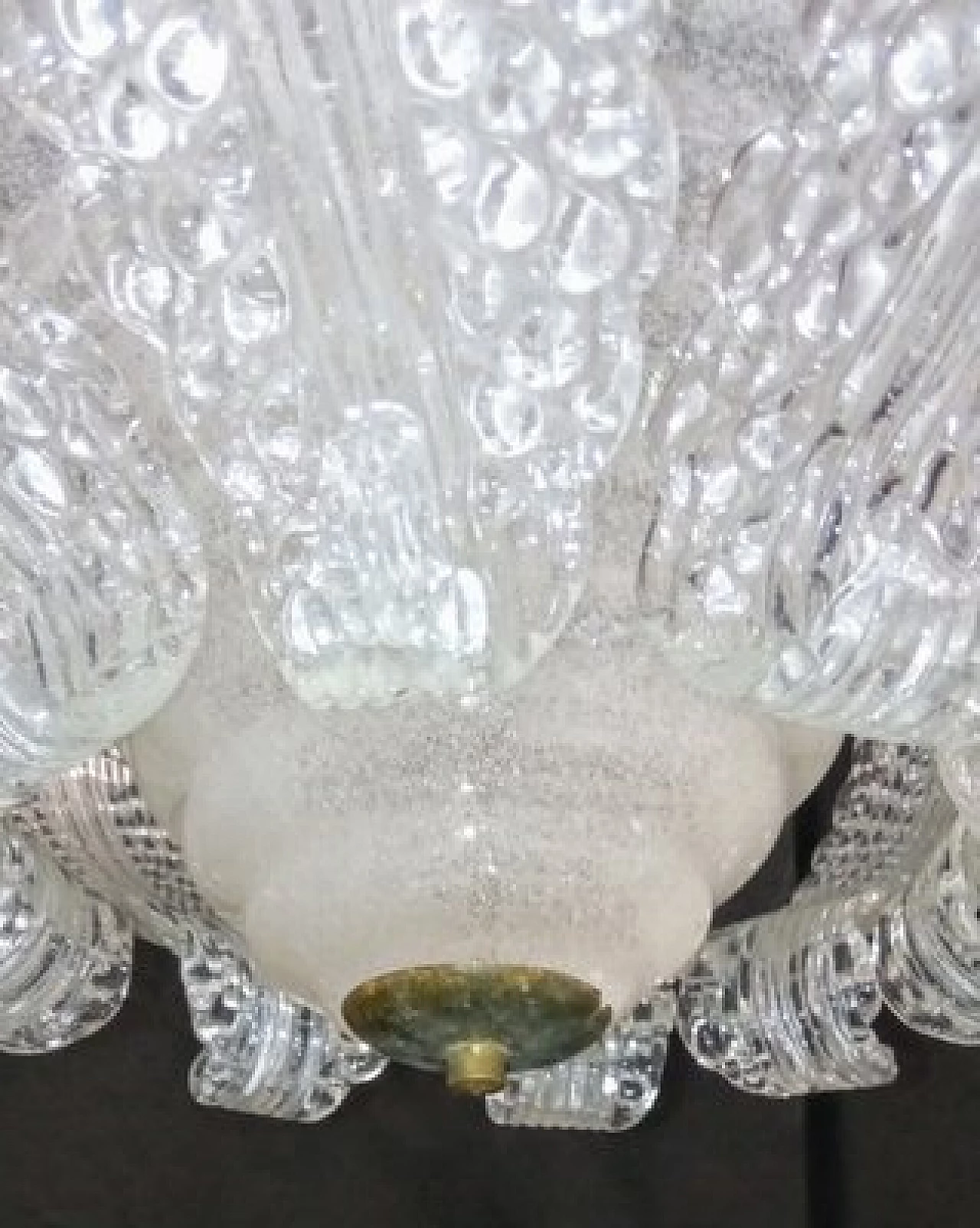 Lampadario in vetro pulegoso di Barovier & Toso, anni '40 16
