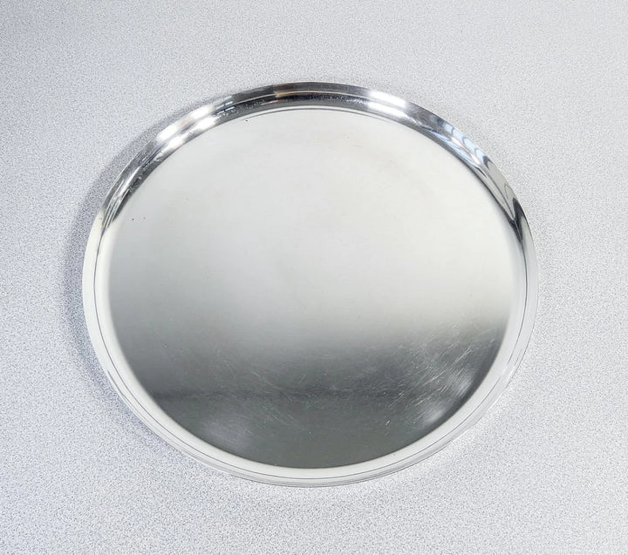 Round silver-plated metal tray by Christofle, 1980s 2