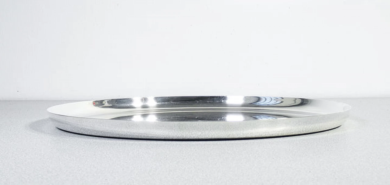 Round silver-plated metal tray by Christofle, 1980s 4