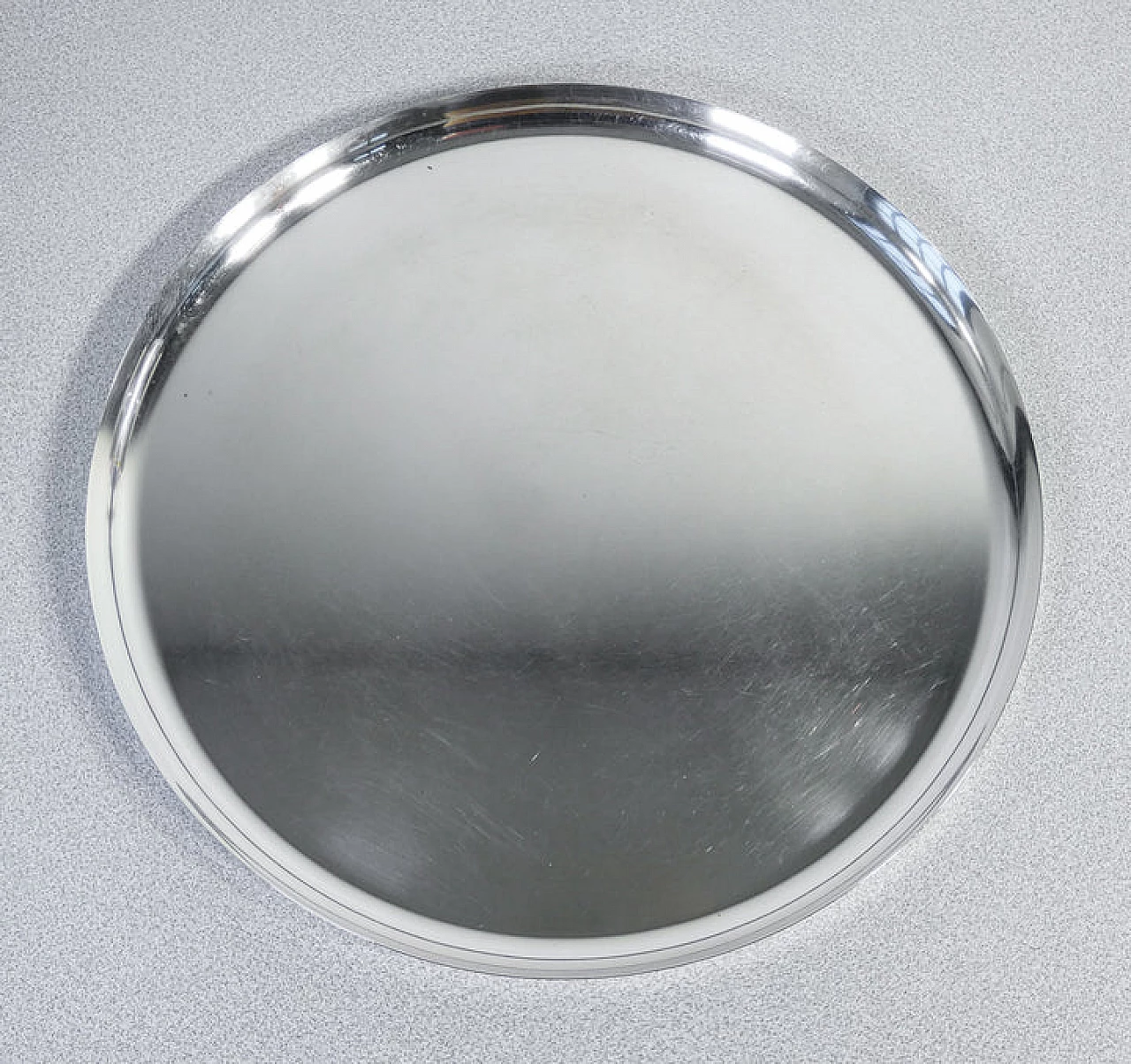 Round silver-plated metal tray by Christofle, 1980s 5