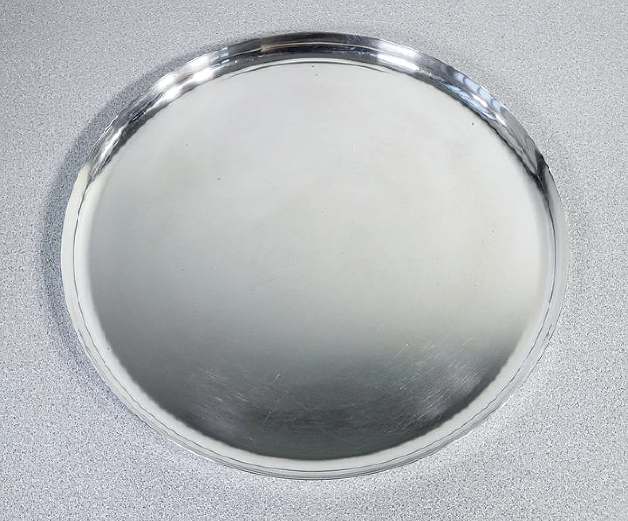 Round silver-plated metal tray by Christofle, 1980s 7