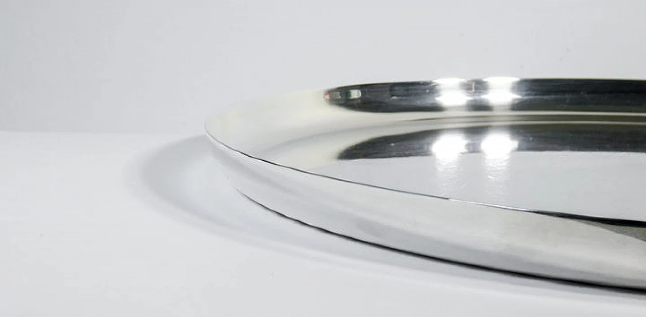 Round silver-plated metal tray by Christofle, 1980s 8