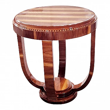 Tavolino da salotto rotondo impiallicciato in palissandro, anni '80