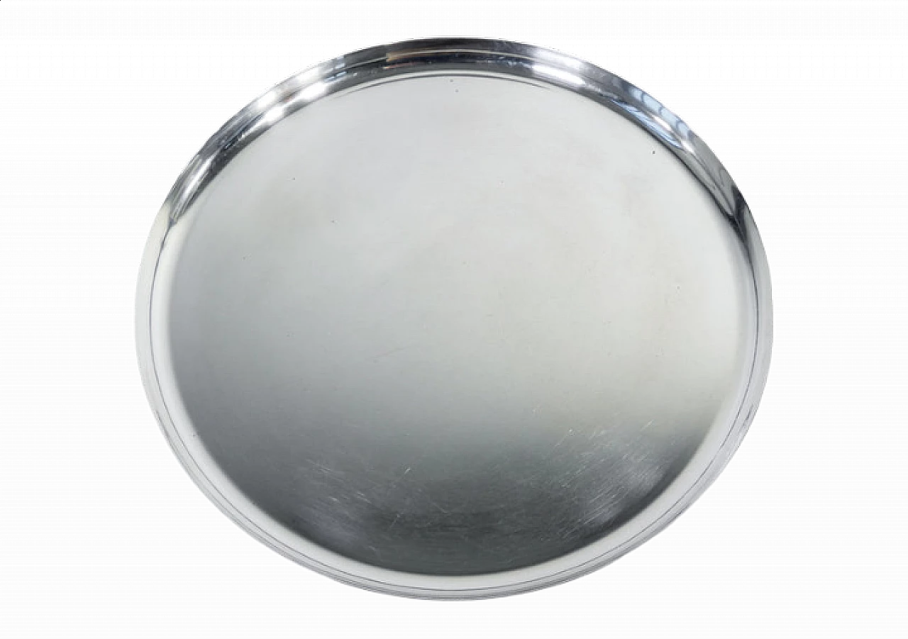 Round silver-plated metal tray by Christofle, 1980s 9